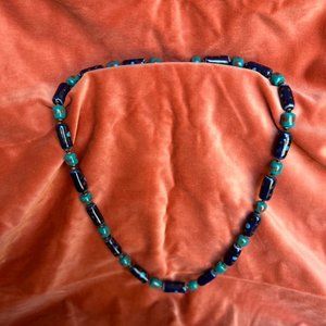 KAZURI African BEAD NECKLACE -- Navy and Teal colored beads